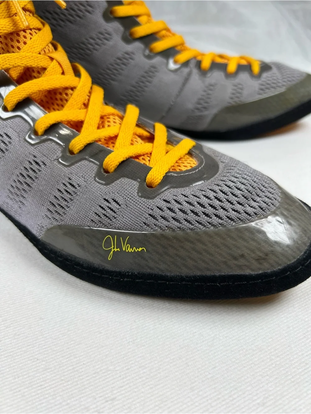 Adidas Jake Varner Wrestling Shoes - Grey/Black/Solar Gold Size US 10.5